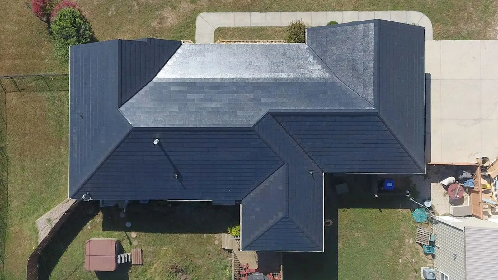 Overhead view of a Milford, Nebraska home with a newly installed solar roof