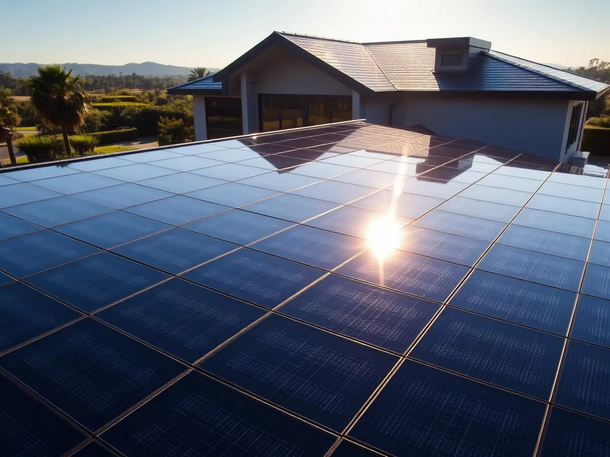 Solar panels installed across a residential roof